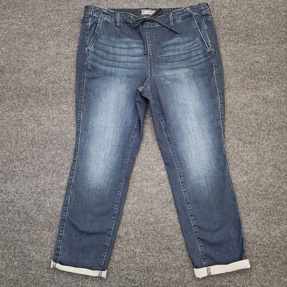 Torrid Womens 2R Blue Jeans Stretch Elastic Waist Drawstring Cuffed Leg